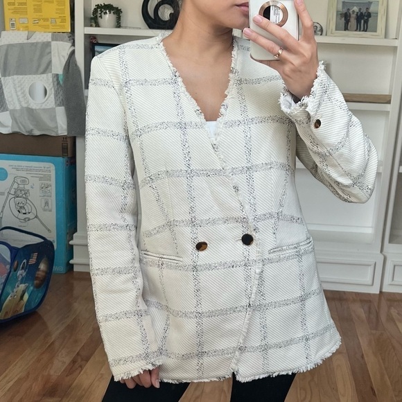 Ann Taylor Windowpane Tweed Blazer size 4 - Picture 4 of 11